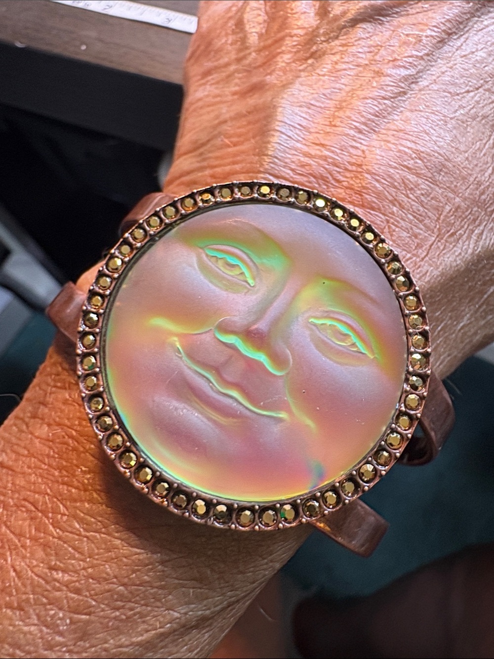Kirk’s Folly Adjustable Bracelet with Full Moon Face and Iridescent Crystal